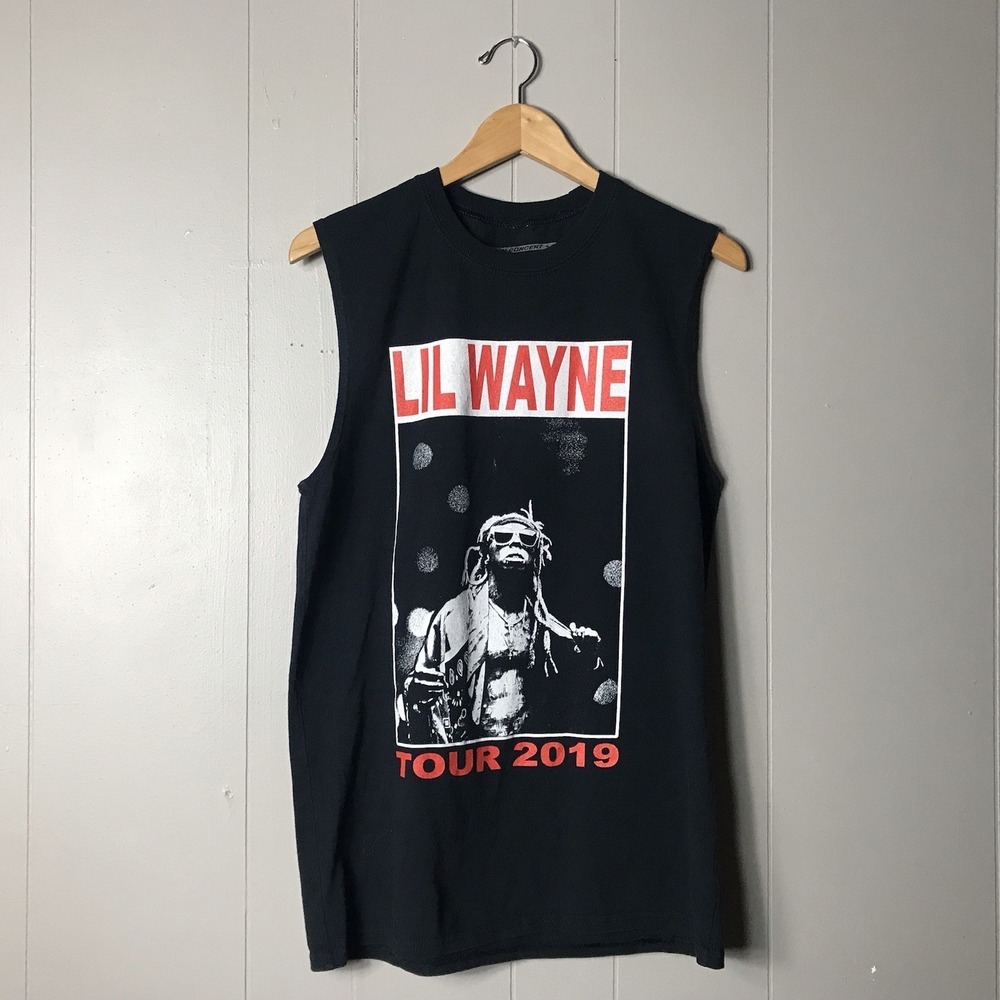 LIL WAYNE TOUR 2019 BLACK MUSCLE SLEEVELESS CONCERT T-SHIRT COTTON ADULT MEDIUM